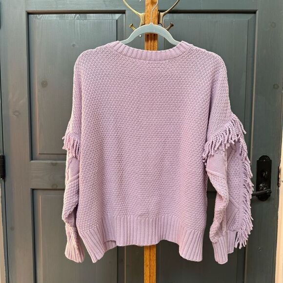NWT Time and Tru (XL) knit pullover sweater lavender western boho style fringe - Picture 2 of 7